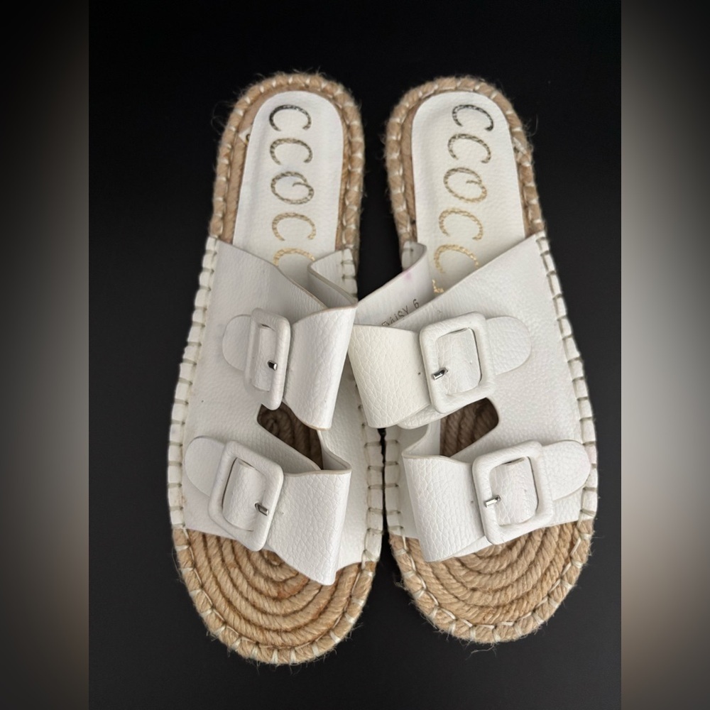 White Women's Slide Sandals CCOCCI Daisy - Size 6